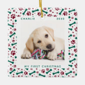 Pet 2 Dog-foto's afdrukken met kerstmis op maat Keramisch Ornament (Voorkant)