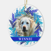 Pet 2 Foto Blauwe Krans Kerstkrans Keramisch Ornament (Links)