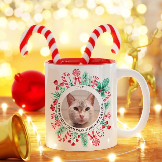 Pet 2 Foto Waterverf Rood en Groen Foliage Tweekleurige Koffiemok