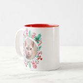 Pet 2 Foto Waterverf Rood en Groen Foliage Tweekleurige Koffiemok (Voorkant links)