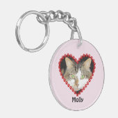 Pet aangepaste foto naam pagina afdrukken roze sleutelhanger (Voorkant Links)