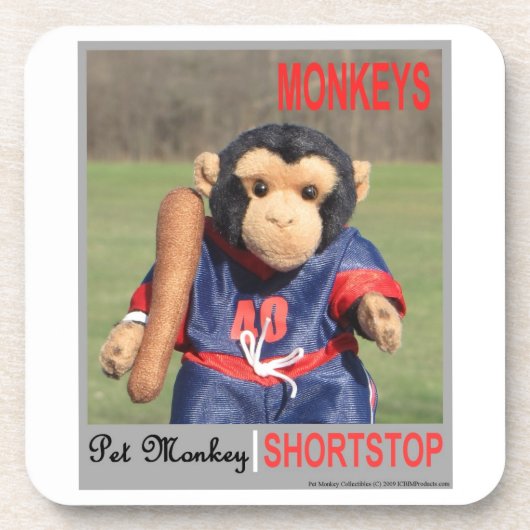 Pet aap Baseball Kaart Onderzetter set (Voorkant)