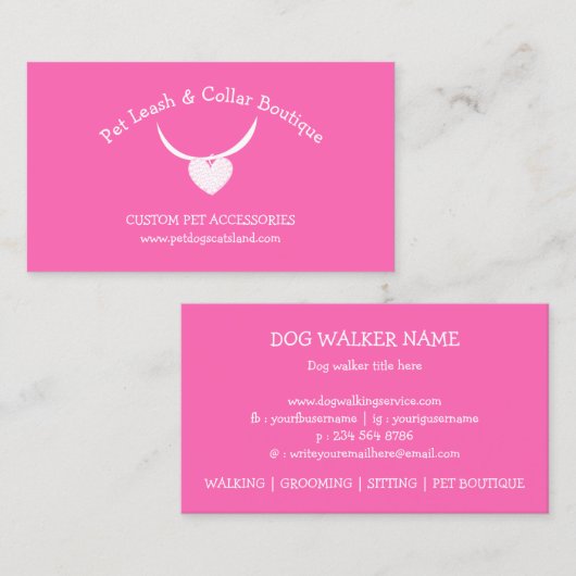 Pet Accessoires Leash Collar Visitekaartje (Voorkant / Achterkant)