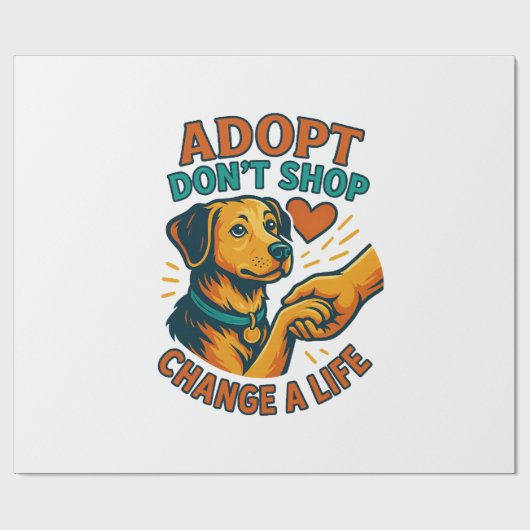 Pet Adopt Love T-shirt Cadeaupapier (Vlak)