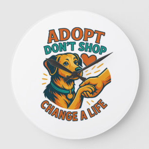 Pet Adopt Love T-shirt Grote Klok
