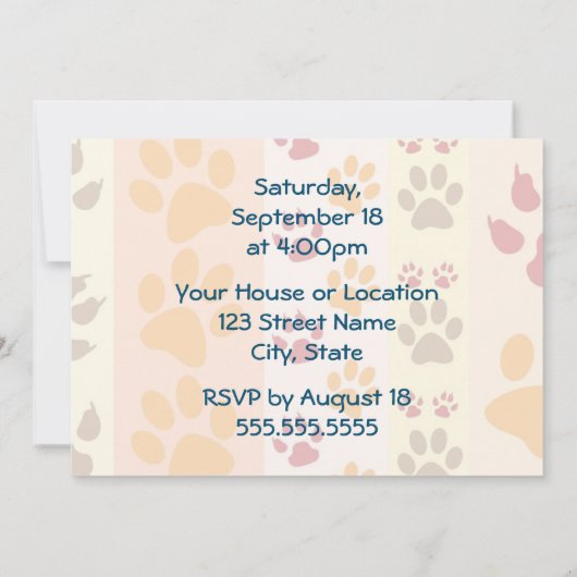 Pet Adoptie Partij Paw Print Patroon Kaart (Achterkant)