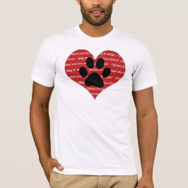 Pet adoption and rescue hart with paw print t-shirt