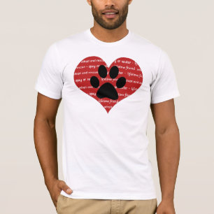 Pet adoption and rescue hart with paw print t-shirt