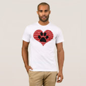 Pet adoption and rescue hart with paw print t-shirt (Voorkant volledig)