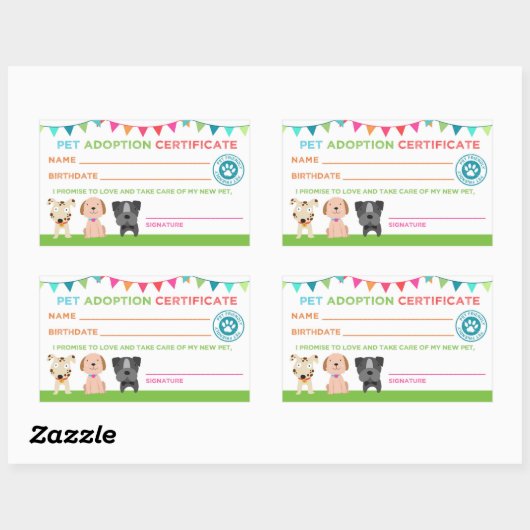 Pet Adoption Certificate Sticker (Vel)