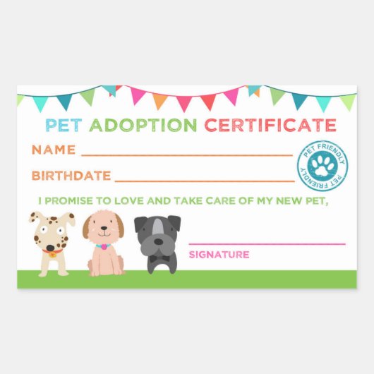 Pet Adoption Certificate Sticker (Voorkant)