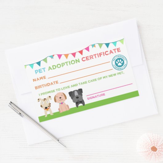 Pet Adoption Certificate Sticker (Envelop)