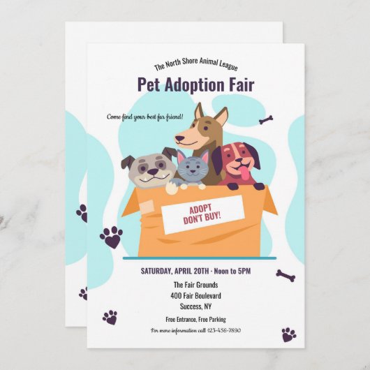 Pet Adoption Fair Kaart (Voorkant / Achterkant)