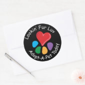 Pet Adoption_Heart-Paw_Lookin' Fur Luv Ronde Sticker (Envelop)