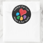 Pet Adoption_Heart-Paw_Lookin' Fur Luv Ronde Sticker (Tas)