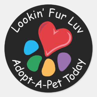 Pet Adoption_Heart-Paw_Lookin' Fur Luv Ronde Sticker