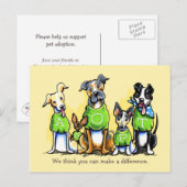 Pet Adoption Non-Profit Green T-shirt Dogs Custom Briefkaart (Voorkant / Achterkant)