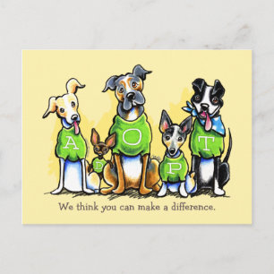 Pet Adoption Non-Profit Green T-shirt Dogs Custom Briefkaart