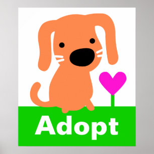 Pet Adoption - Oranje hond & hart Poster
