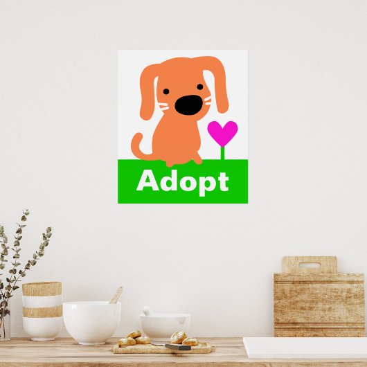 Pet Adoption - Oranje hond & hart Poster (Keuken)