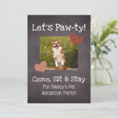 Pet Adoption Party Invitation Custom Dog Cat Foto Kaart (Staand voorkant)