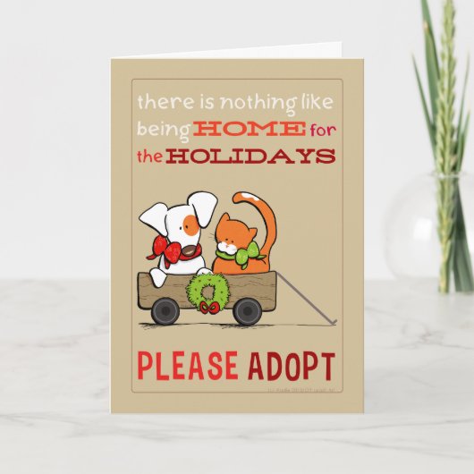 Pet Adoption Patch in Rusty Home voor Kerstmis Feestdagen Kaart (Voorkant)