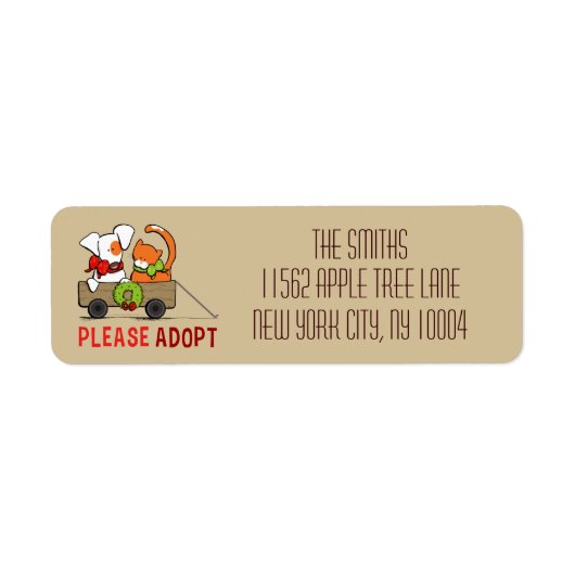 Pet Adoption Patch in Rusty Modern Kerstmis Toast Etiket (Voorkant)