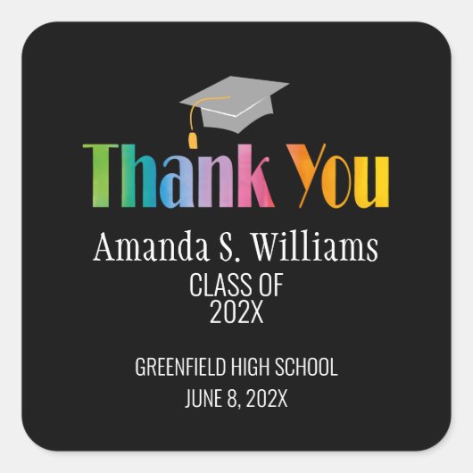 Pet Afstuderen dank u Vierkante Sticker (Voorkant)