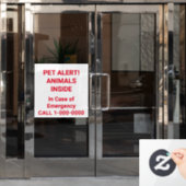 PET ALERT! Heldere rode letters Raamsticker (Kantoordeur)