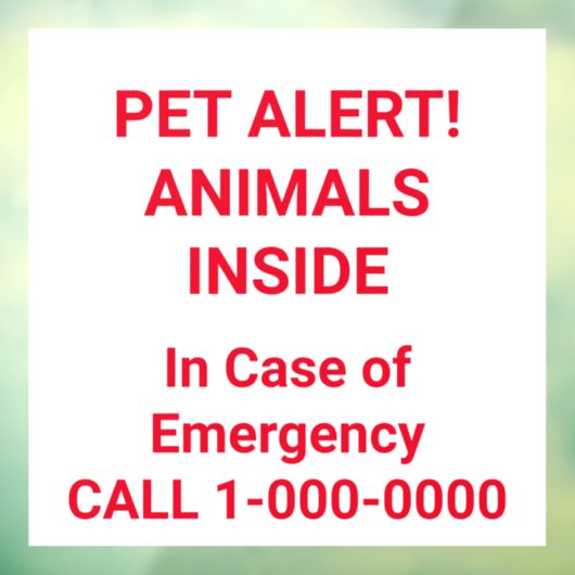 PET ALERT! Heldere rode letters Raamsticker (Vel 3)