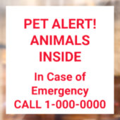 PET ALERT! Heldere rode letters Raamsticker (Vel 2)
