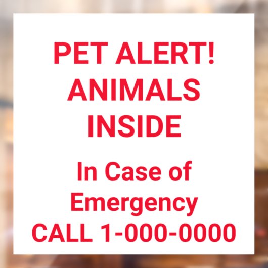 PET ALERT! Heldere rode letters Raamsticker (Vel 2)