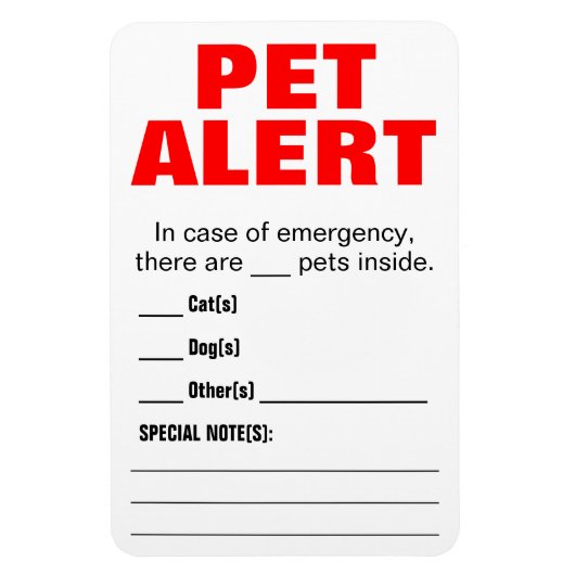 Pet Alert Magnet Magneet (Verticaal)