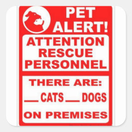 Pet Alert Vierkante Sticker