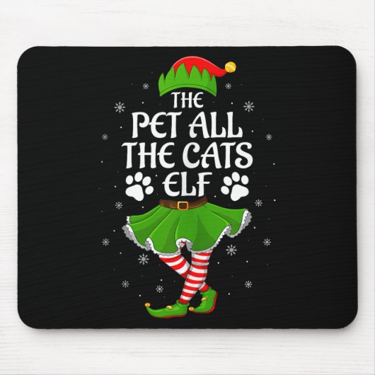 Pet All The Cats Elf Christmas Girls Women Elf Squ Muismat (Voorkant)