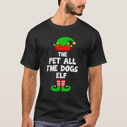 Pet All The Dogs Elf Matching Family Christmas  T-shirt (Voorkant)