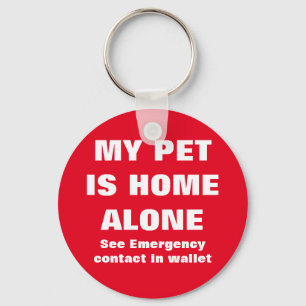 Pet alleen Home Alone Emergency Pet Contact Alert Sleutelhanger