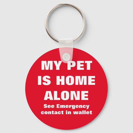Pet alleen Home Alone Emergency Pet Contact Alert Sleutelhanger (Voorkant)