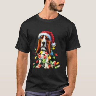 Pet Animal Basset Hound Hondenliefhebber Santa hat T-shirt