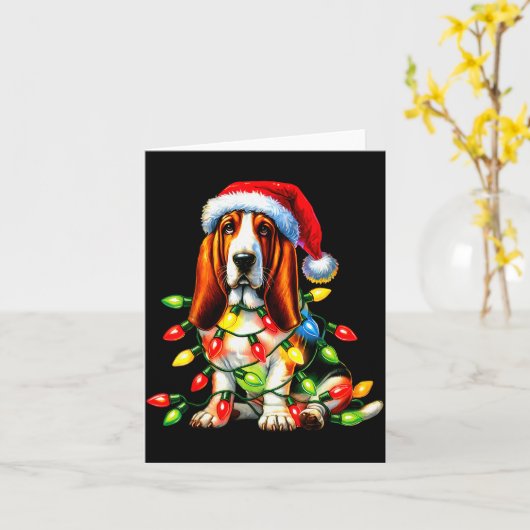 Pet Animal Bet Hound Dog Lover Santa Hat Christmas Kaart (Gele Bloem)