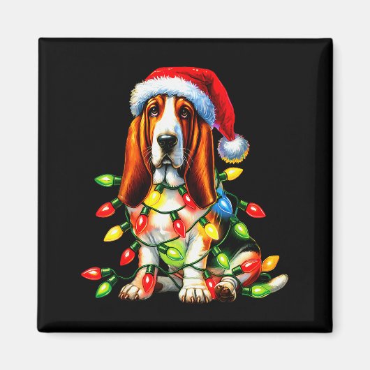 Pet Animal Bet Hound Dog Lover Santa Hat Christmas Magneet (Voorkant)
