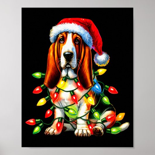 Pet Animal Bet Hound Dog Lover Santa Hat Christmas Poster (Voorkant)