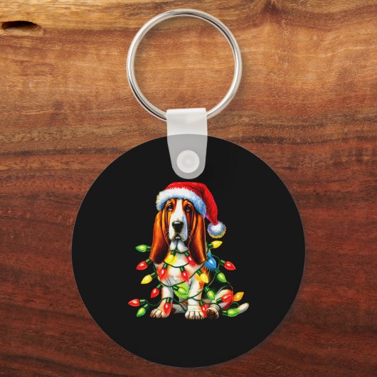 Pet Animal Bet Hound Dog Lover Santa Hat Christmas Sleutelhanger (Voorkant)