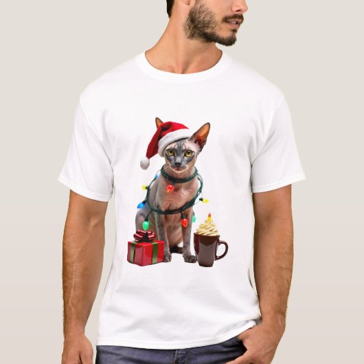 Pet Animal Lovers Cute Sphynx cat Reindeer Antlers T-shirt (Voorkant)