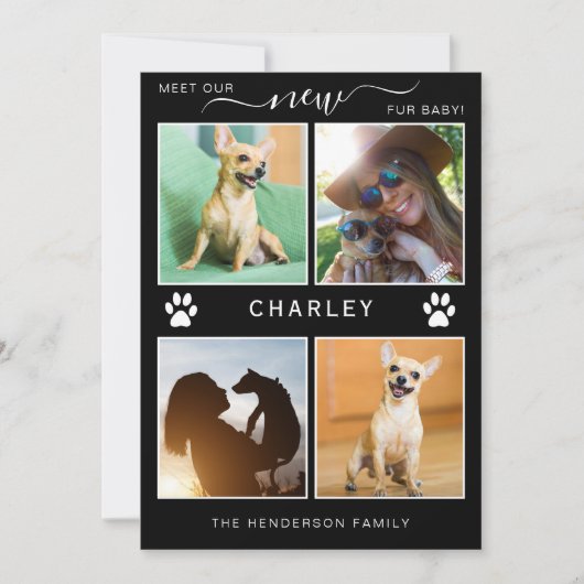 Pet Announcement Fur Baby Modern Foto Collage Aankondiging (Voorkant)