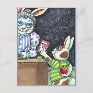 PET, APPLE EN VALENTIJN BUNNY RABBIT VAN DE KUTE L FEESTDAGENKAART