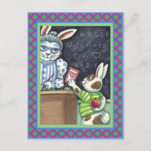 PET, APPLE EN VALENTIJN BUNNY RABBIT VAN DE KUTE L FEESTDAGENKAART