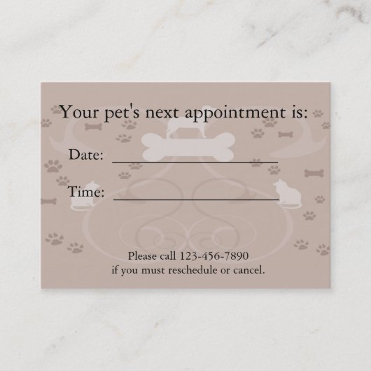 Pet Appointment Card Afsprakenkaartje (Voorkant)