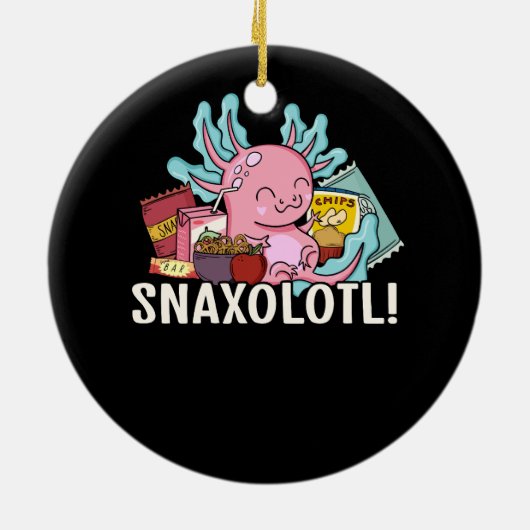 Pet Axolotl Snaxolotl Schattigee Snacks Paleontolo Keramisch Ornament (Achterkant)