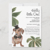 Pet Baby shower Boy Rustic Palm Dachshund Dog Kaart (Voorkant)